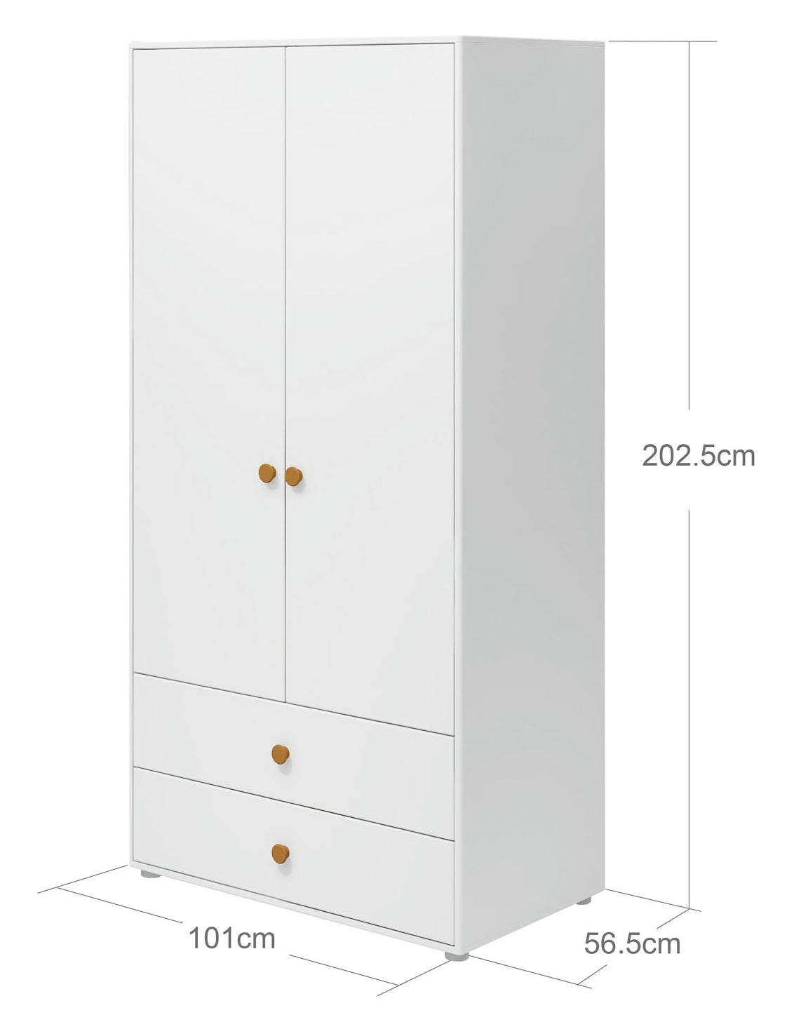 Roomie Wardrobe with 2 doors, White/Yellow