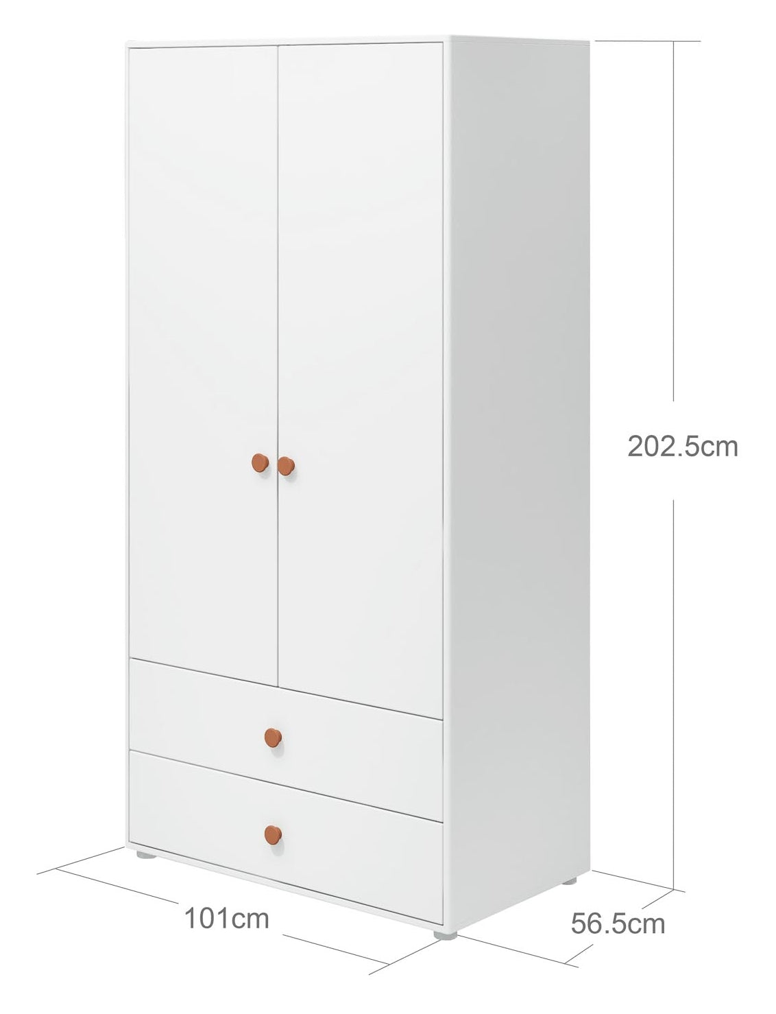 Roomie Wardrobe with 2 doors, Rosa/White