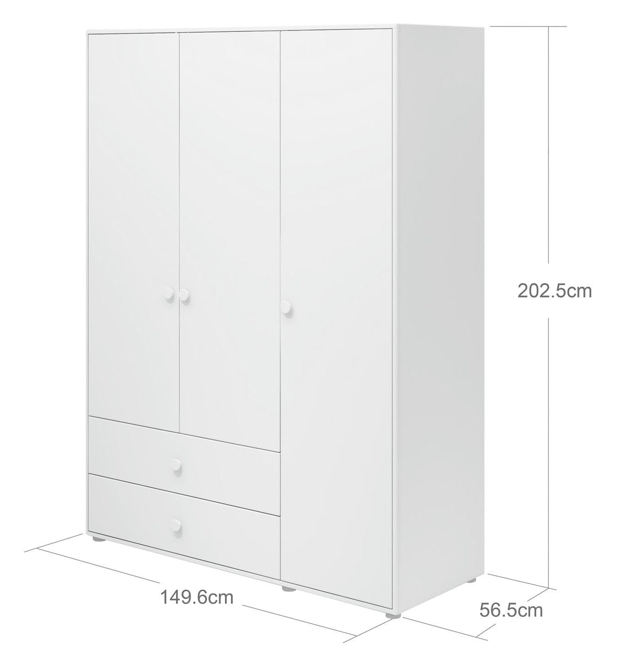 Roomie Wardrobe with 3 doors, White