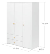 Roomie Wardrobe with 3 doors, White/Oak