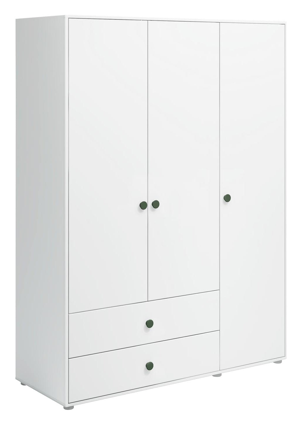 Roomie Wardrobe with 3 doors, White/Green