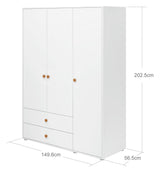 Roomie Wardrobe with 3 doors, White/Yellow