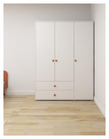 Roomie Wardrobe with 3 doors, Rosa/White