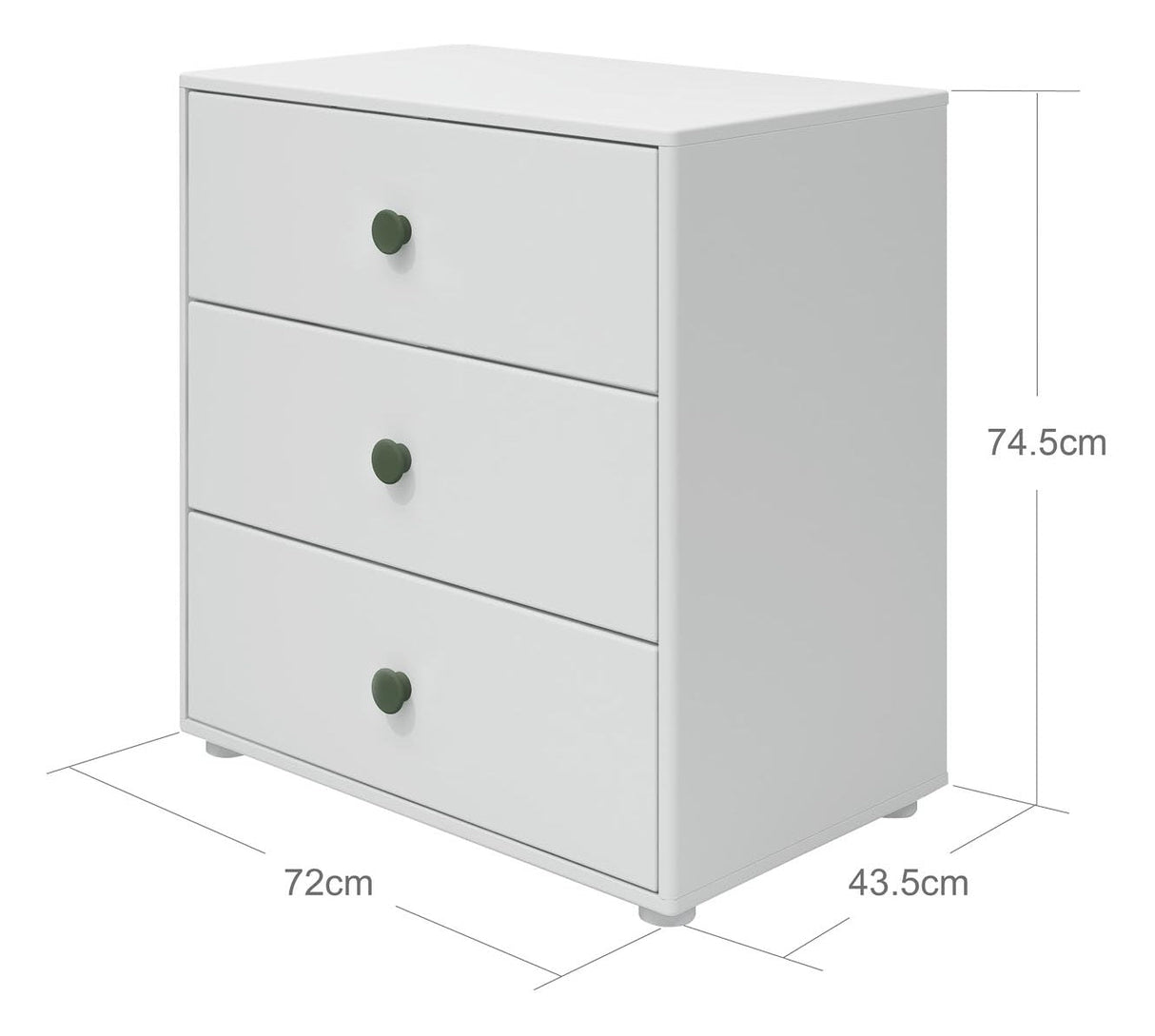 Roomie Chest w. 3 drawers, White/Green