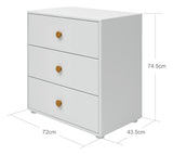 Roomie Chest w. 3 drawers, White/Yellow