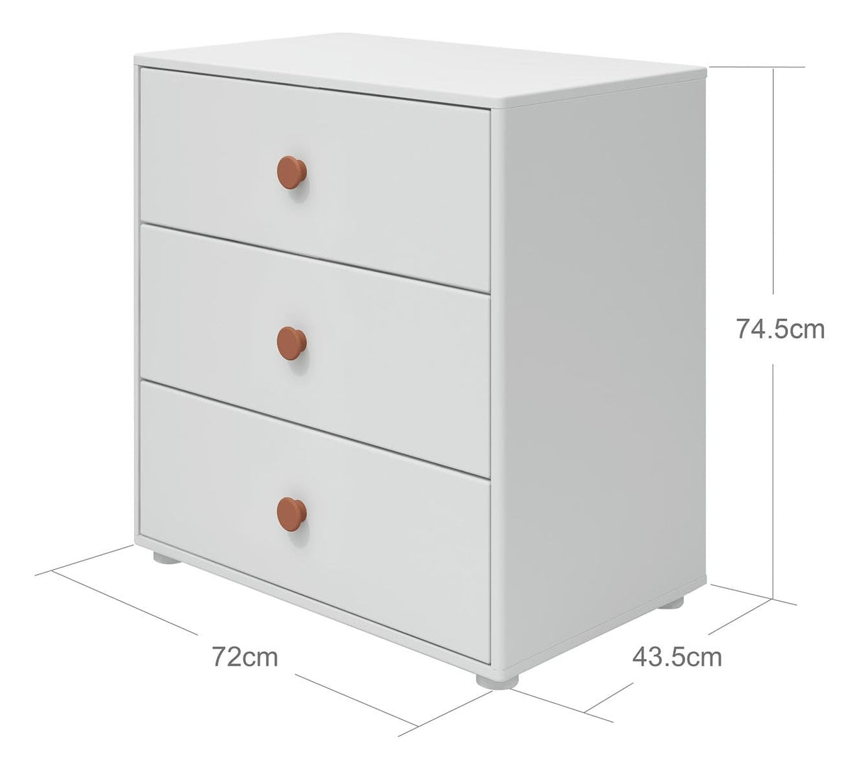 Roomie Chest w. 3 drawers, Pink/White