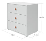 Roomie Chest w. 3 drawers, Pink/White