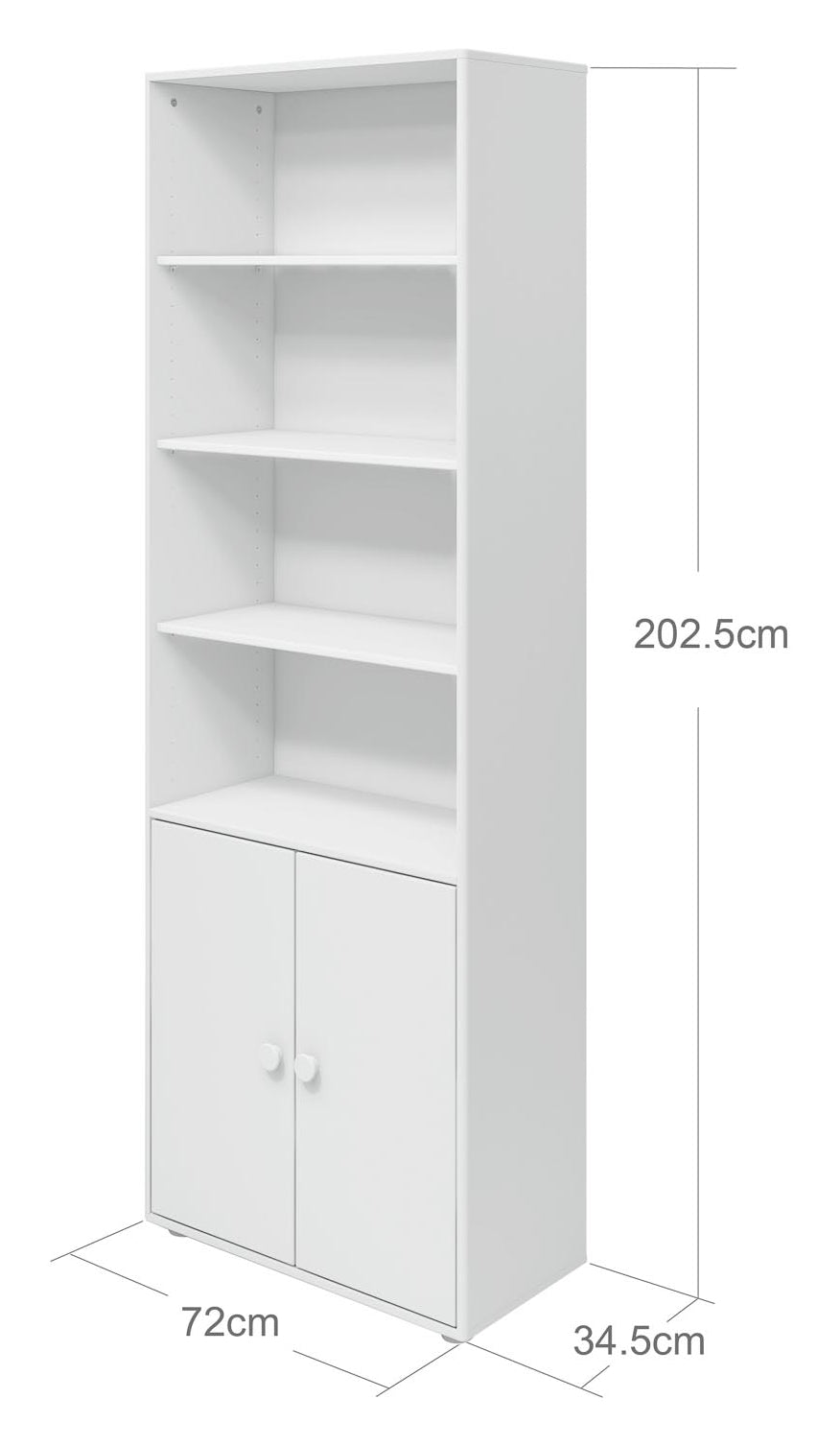 Roomie Maxi shelf with 2 doors, White