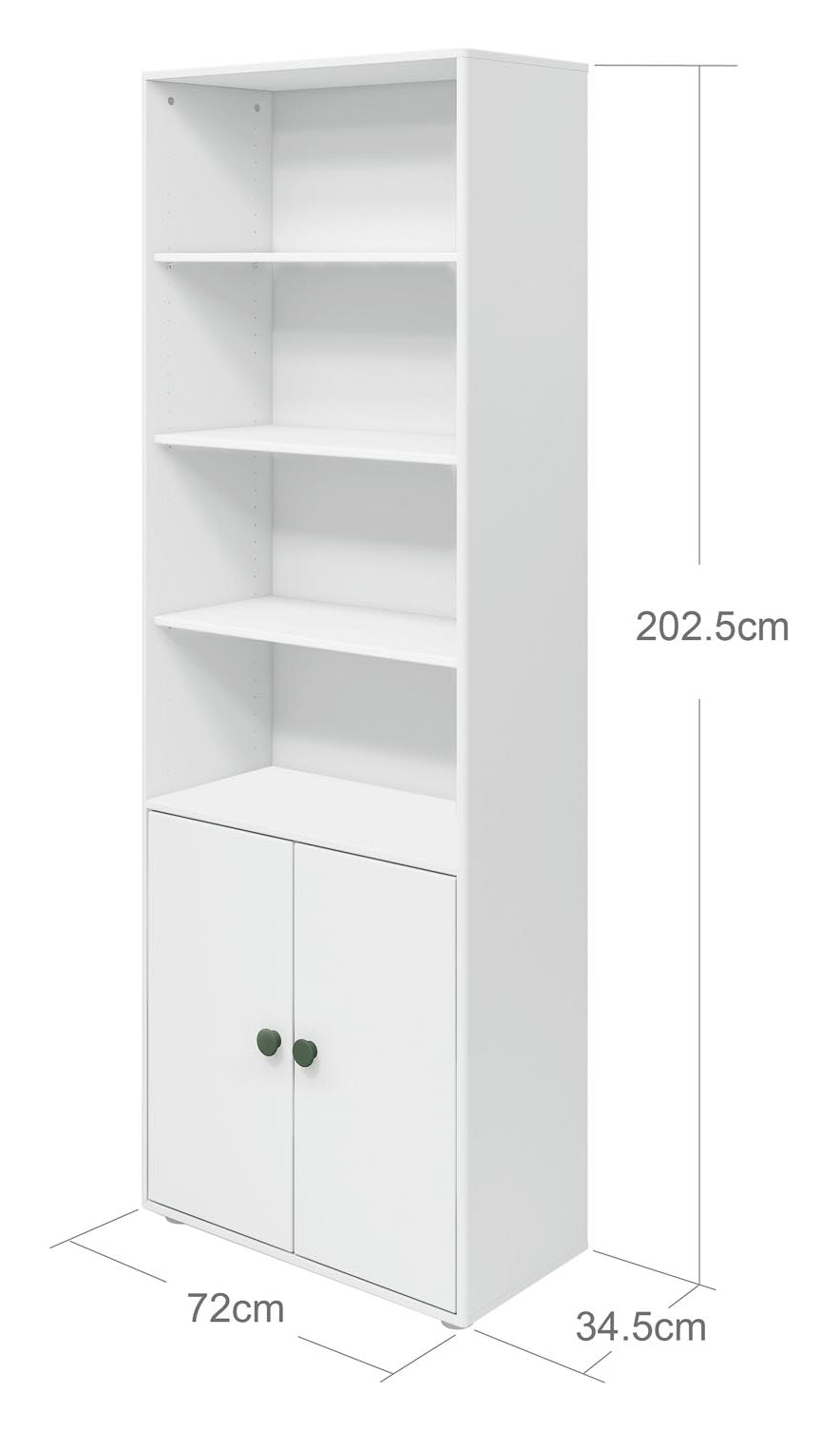 Roomie Maxi shelf with 2 doors, White/Green