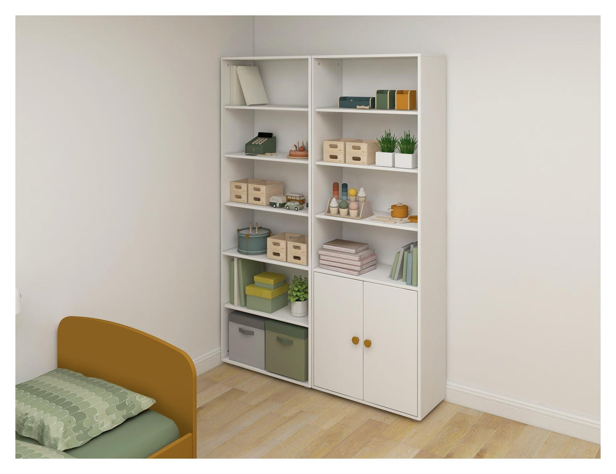 Roomie Maxi shelf with 2 doors, White/Yellow