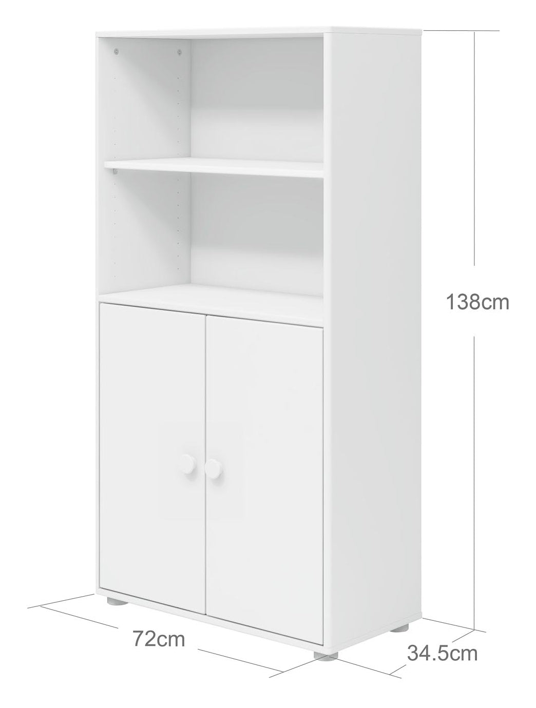 Roomie Midi bookcase with 2 doors, White