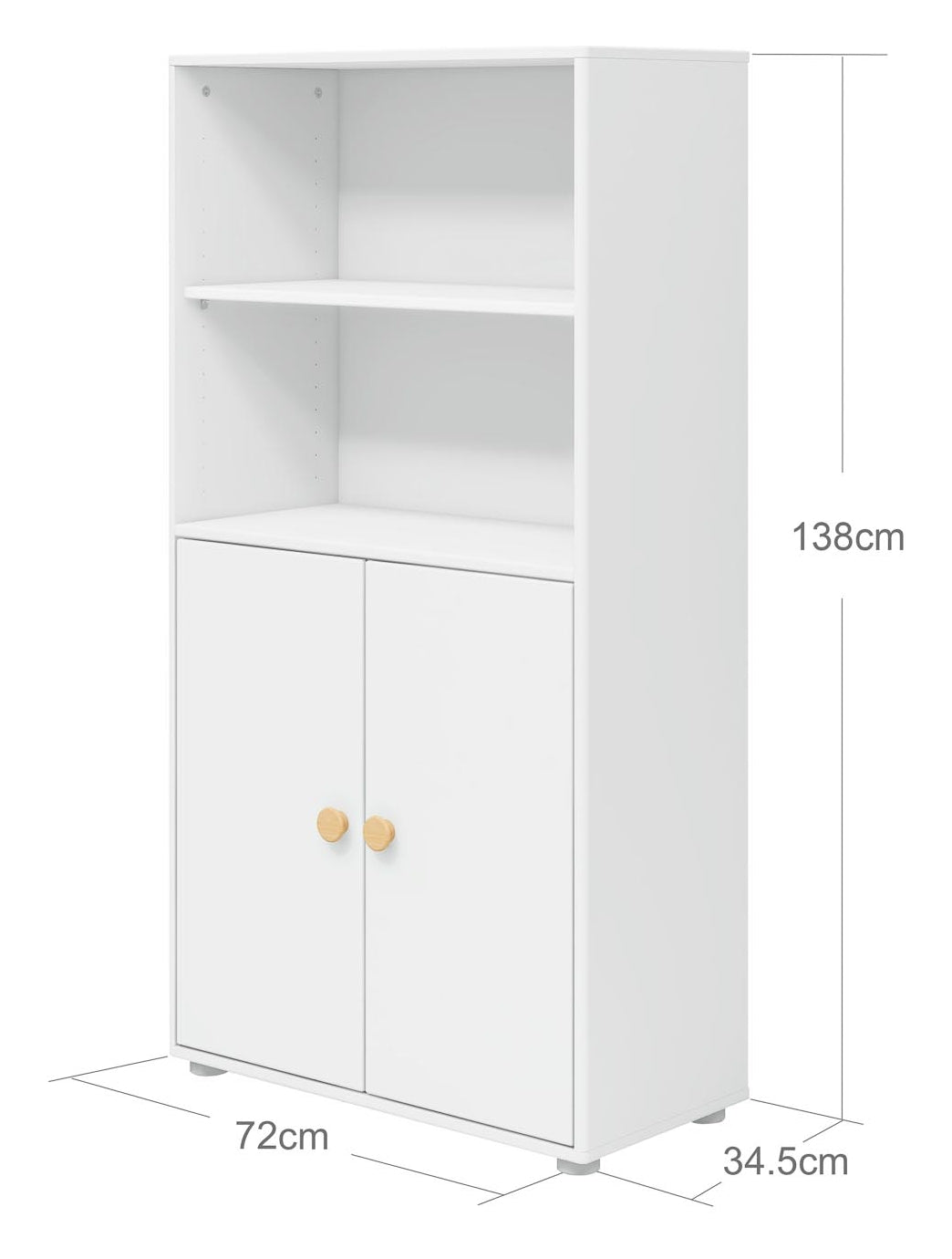 Roomie Midi bookcase with 2 doors, White/Oak