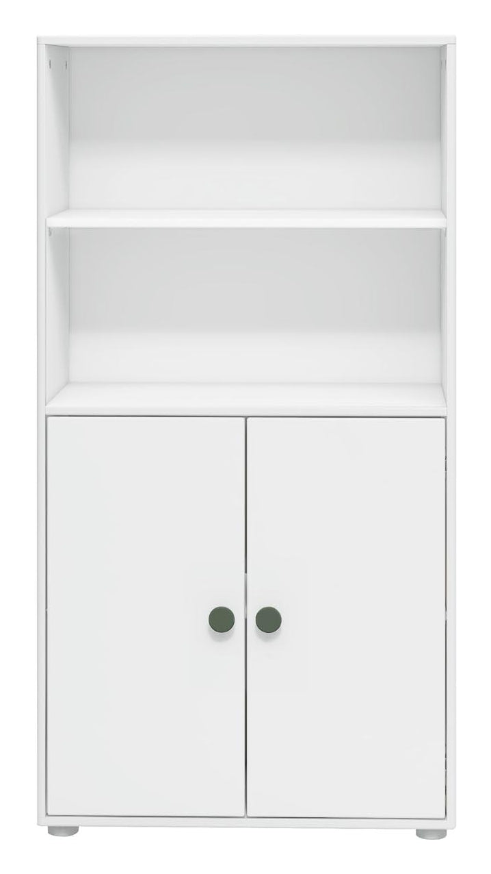 Roomie Midi bookcase with 2 doors, White/Green