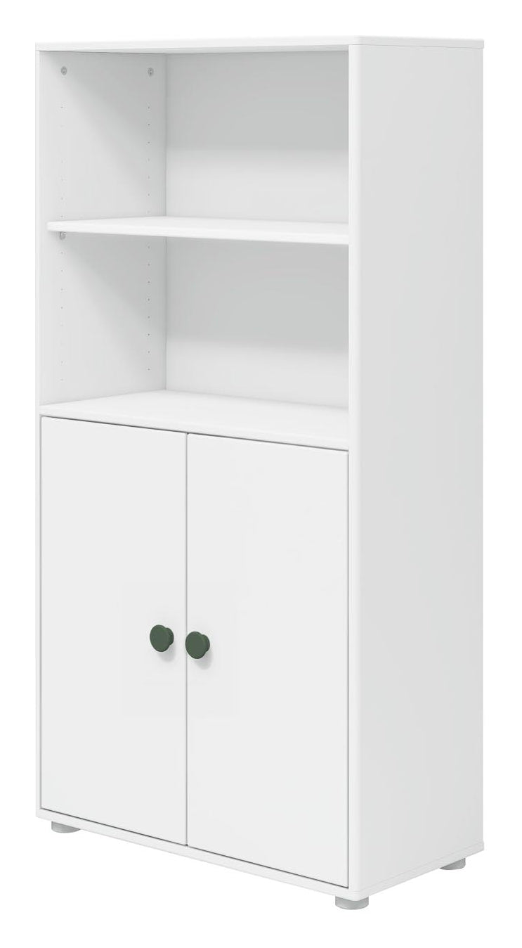 Roomie Midi bookcase with 2 doors, White/Green