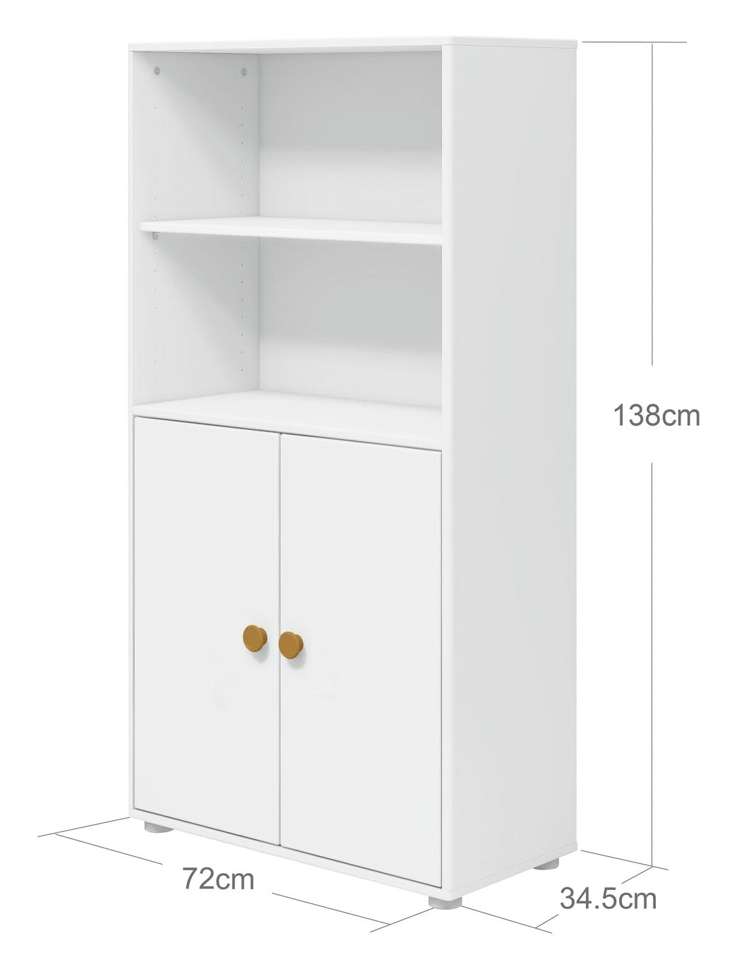 Roomie Midi shelf with 2 doors, White/Yellow