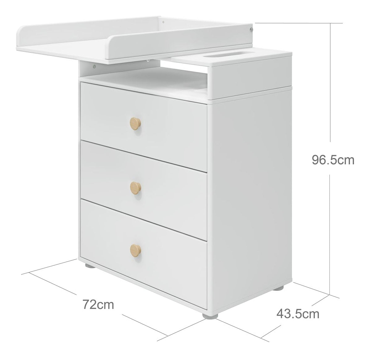 Roomie Changing table with 3 drawers, white/oak