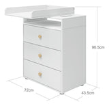 Roomie Changing table with 3 drawers, white/oak