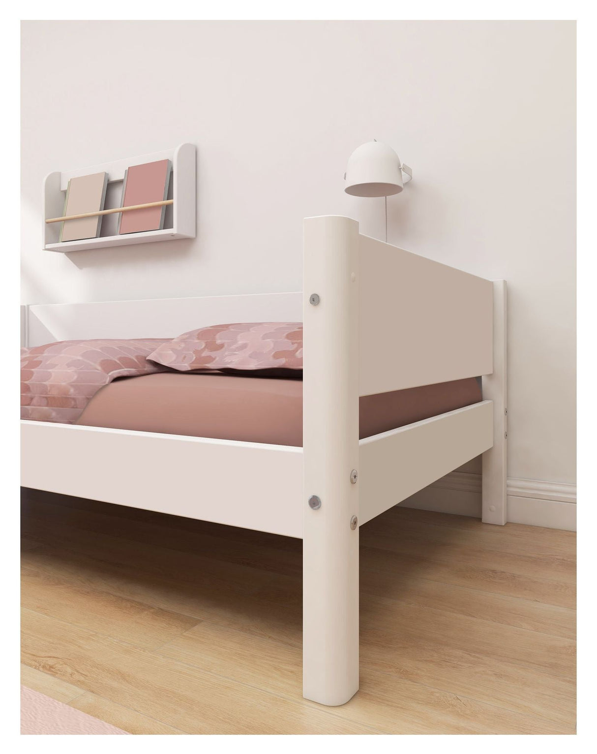 Flexa White Single bed with headboard, 200x90