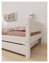 Flexa White Single bed with bed drawers, 200x90