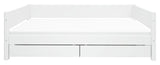 Flexa White Single bed with bed drawers, 200x90