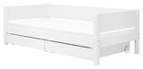 Flexa White Single bed with bed drawers, 200x90