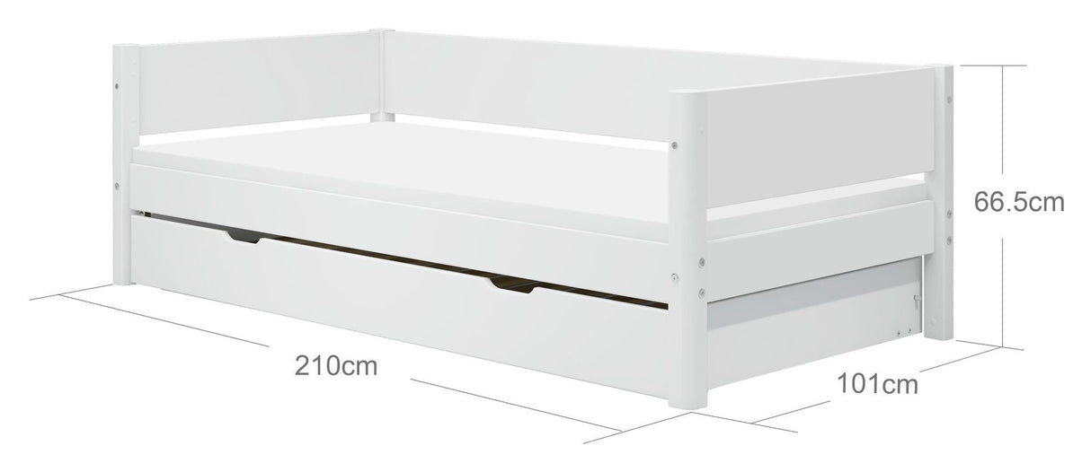 Flexa White Single bed with pull-out bed, 200x90