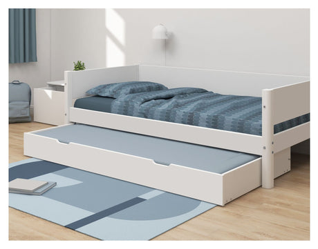 Flexa White Single bed with pull-out bed, 200x90