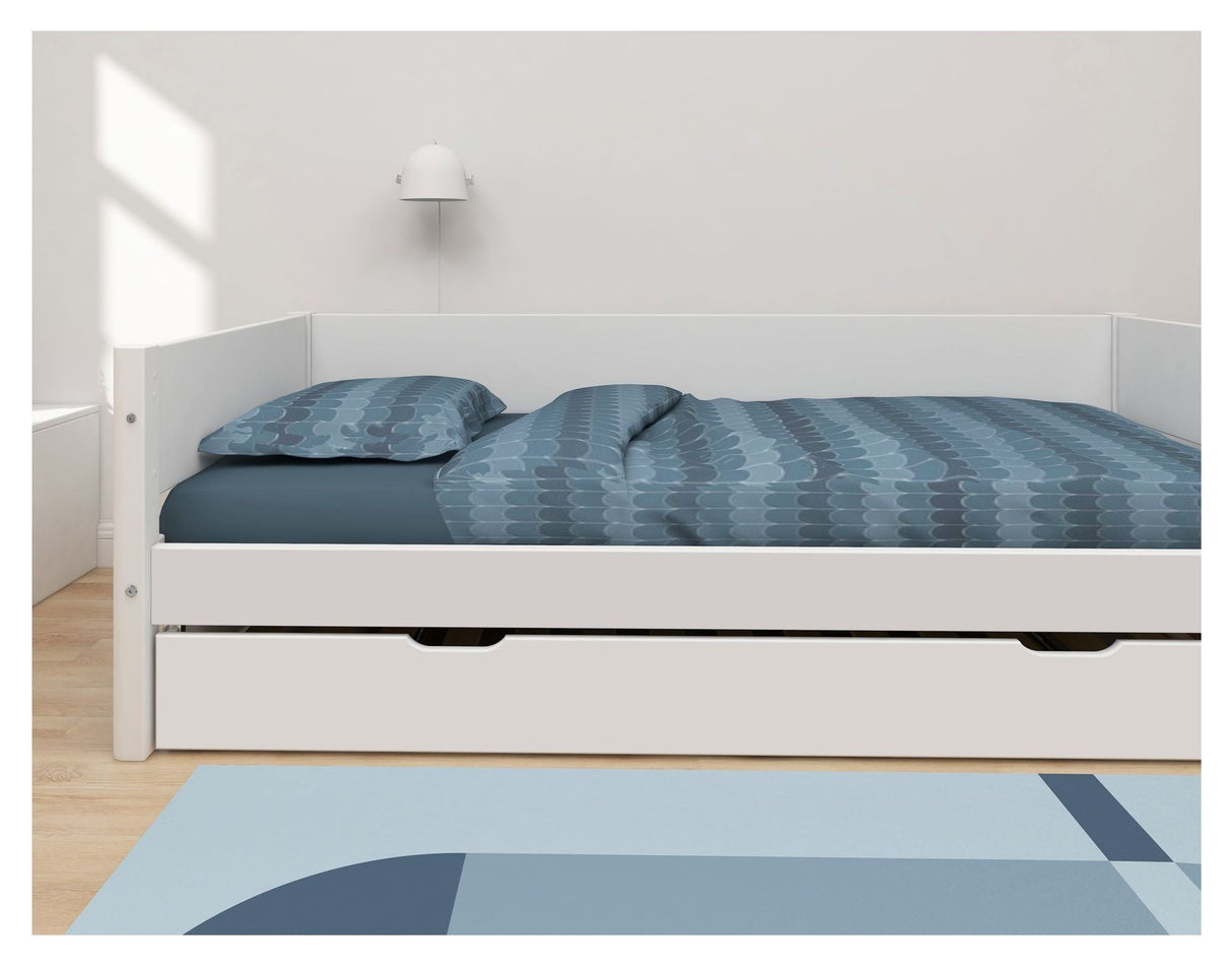 Flexa White Single bed with pull-out bed, 200x90