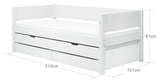 Flexa White Single bed with pull-out bed and drawers, 200x90