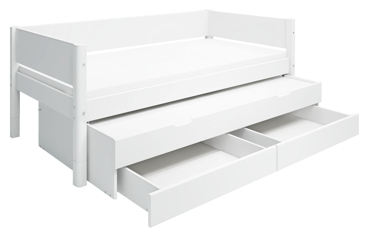 Flexa White Single bed with pull-out bed and drawers, 200x90