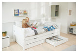 Flexa White Single bed with pull-out bed and drawers, 200x90