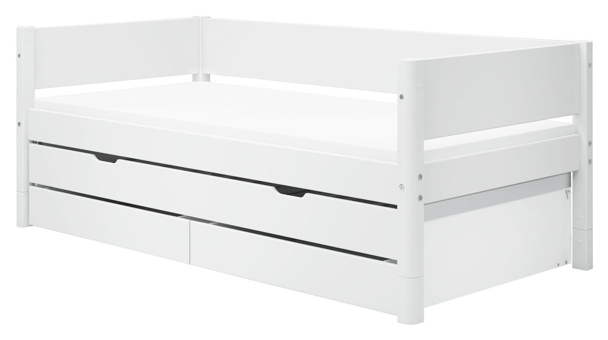 Flexa White Single bed with pull-out bed and drawers, 200x90