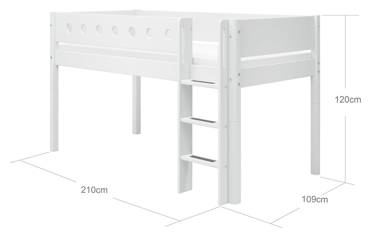 Flexa White Half High Bed, 200x90