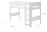 Flexa White Semi-High Bed, 200x90