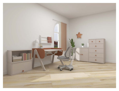 Woody Desk, Gray w. pink/pine