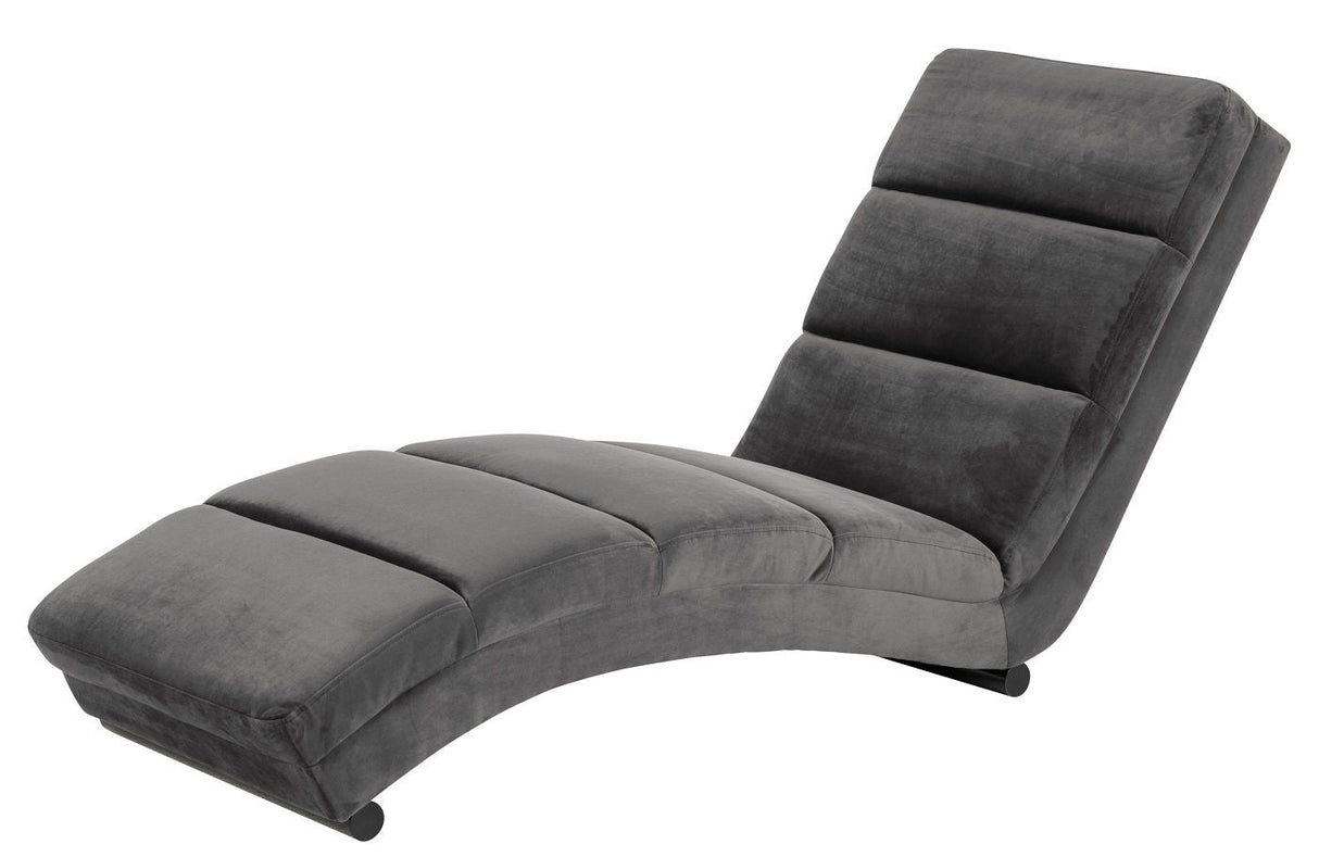 Flexy Chaise Long with dark gray velvet, Black legs