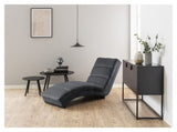 Flexy Chaise Long with dark gray velvet, Black legs