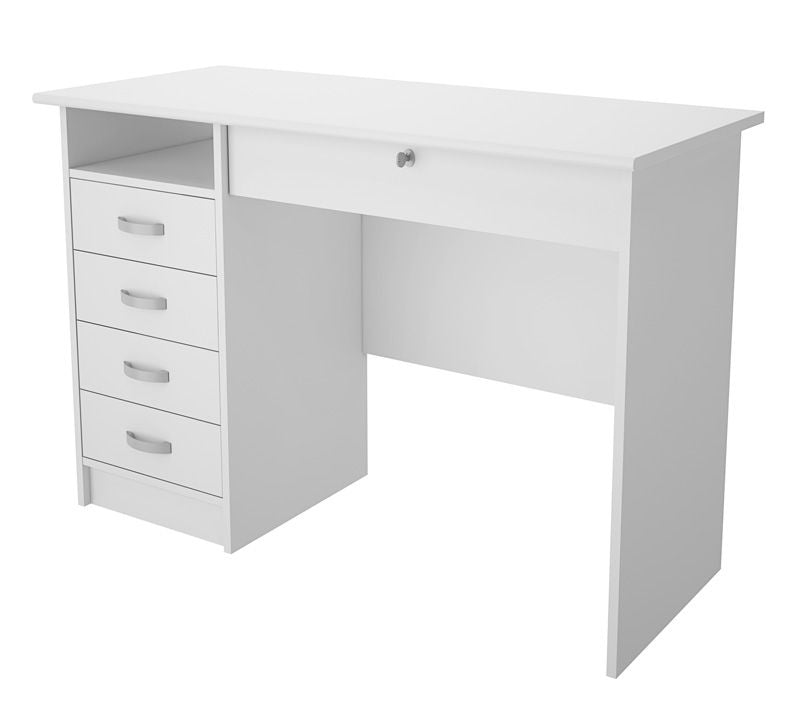 Function Desk - White w/5 drawers