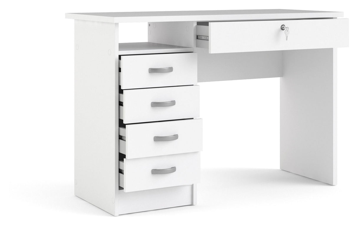 Function Desk - White w/5 drawers