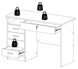 Function Desk - White w/5 drawers