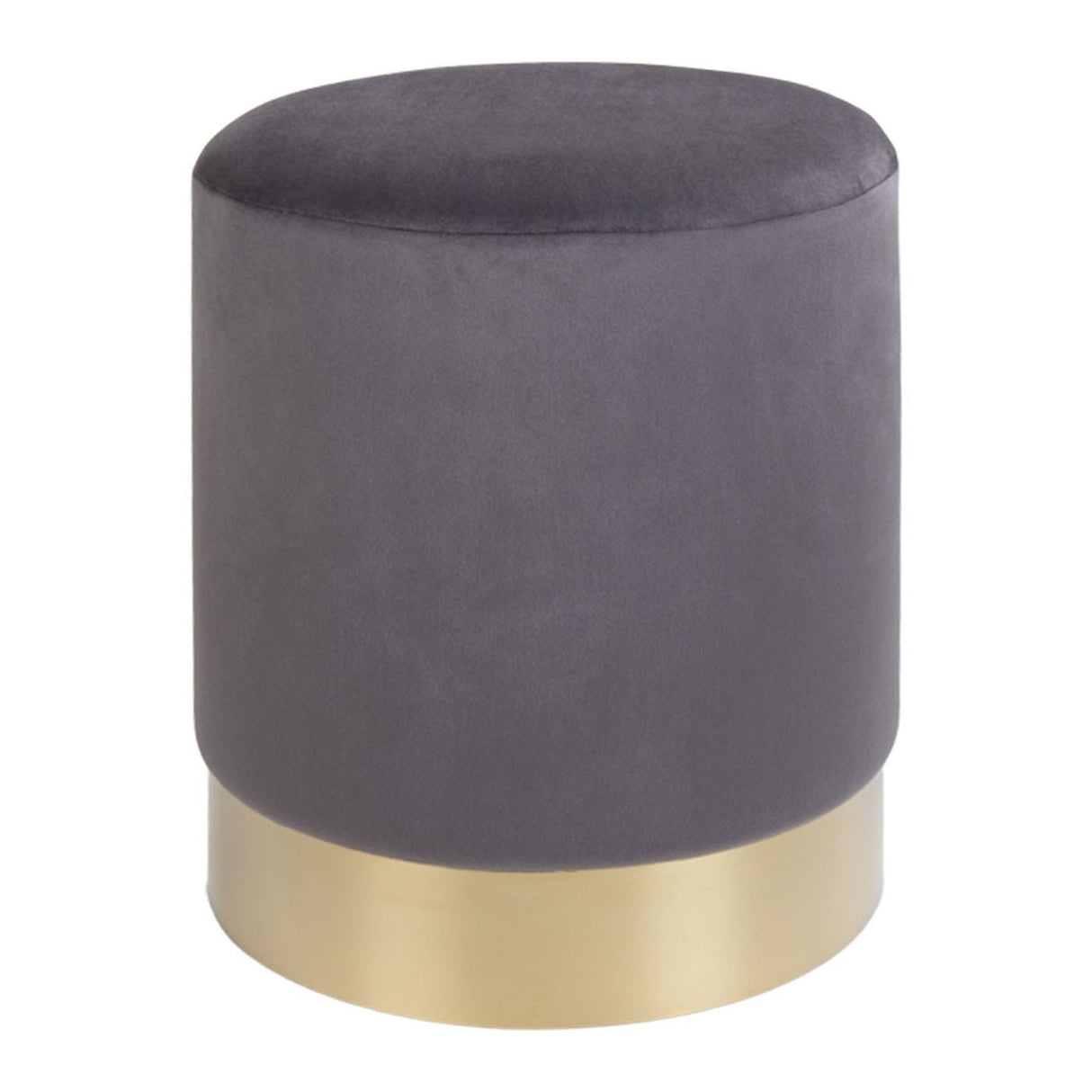 Gamby Puf Ø34 in velour, Gray/Brass