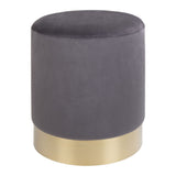 Gamby Puf Ø34 in velour, Gray/Brass