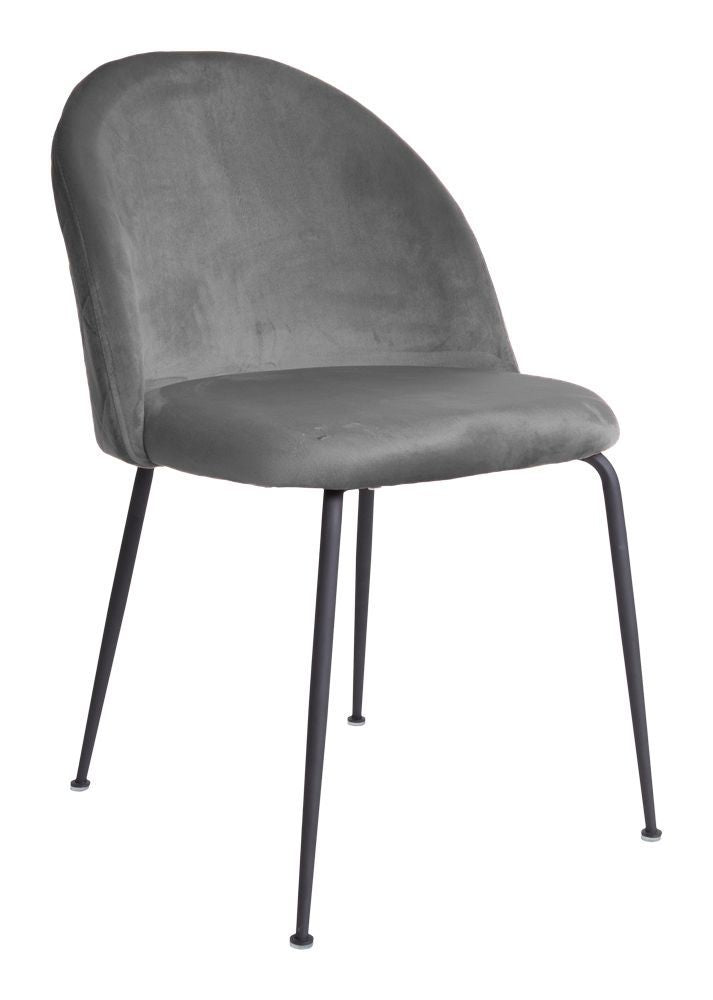 Geneve Dining chair, gray velvet, black