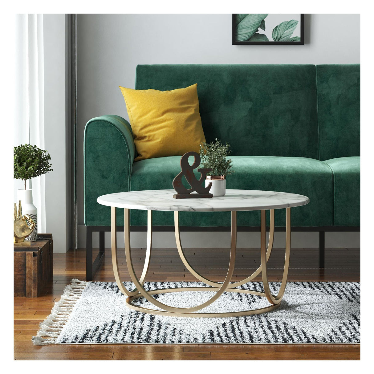 Gwyneth Coffee Table, Gold/White