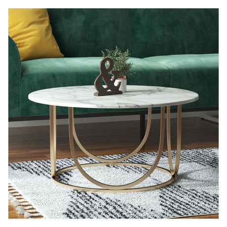 Gwyneth Coffee Table, Gold/White