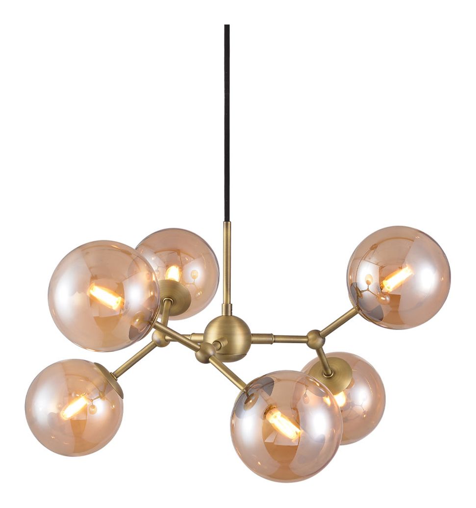 Halo Design ATOM Large Chandelier Antique Brass 6xG9