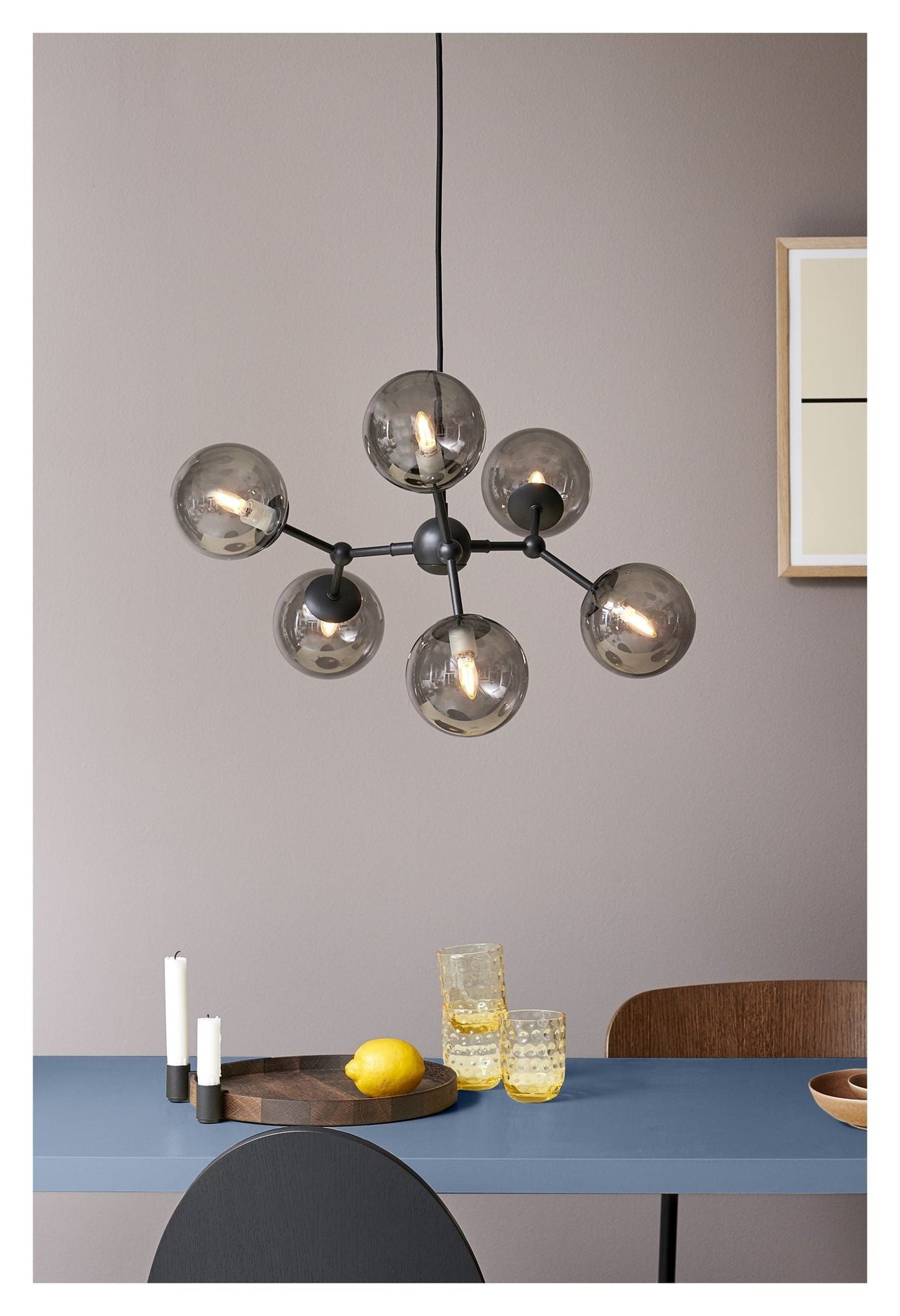 Halo Design ATOM Chandelier, Smoke