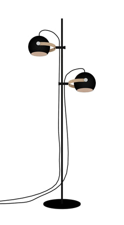 Halo Design D.C floor lamp 2 arm Ø18, Black w/oak