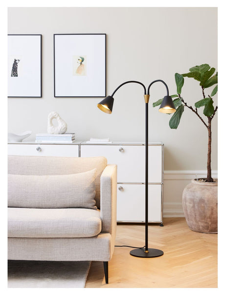 Cozy Floor Lamp 2 arms, Graphite Black