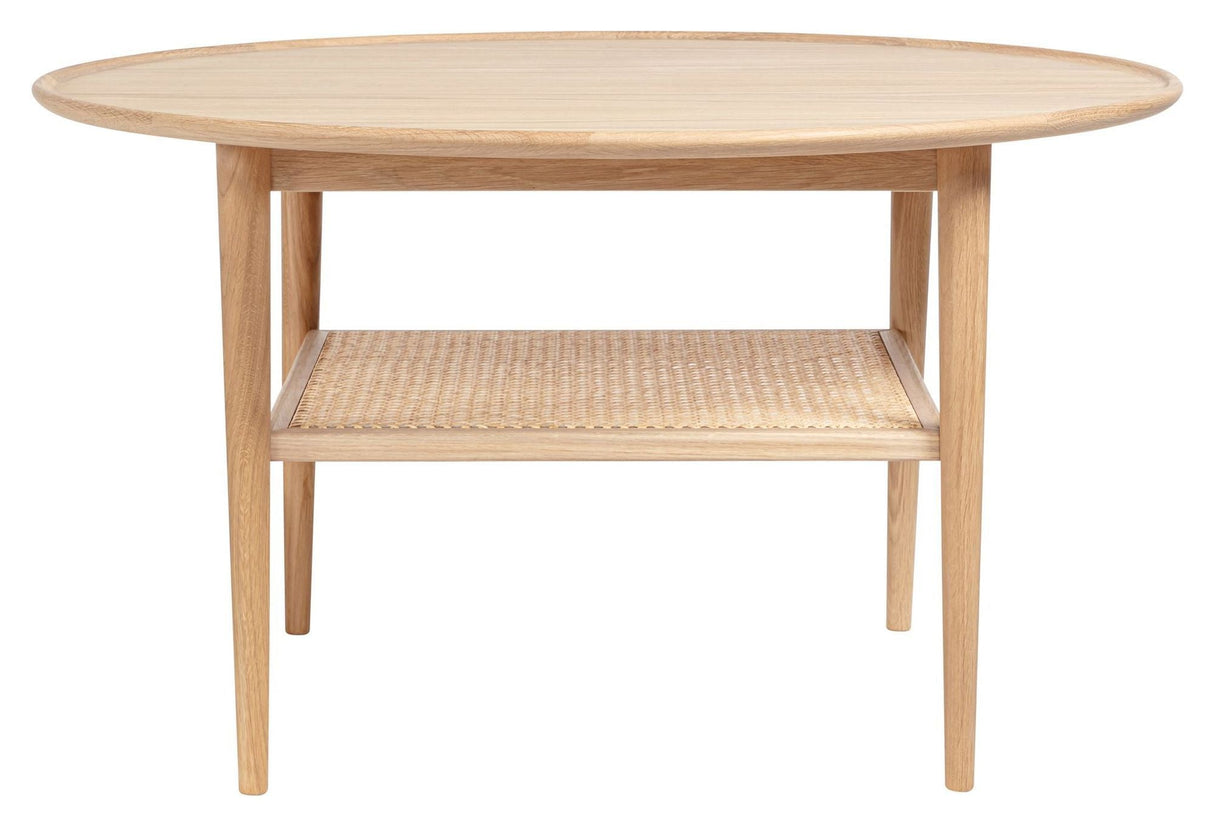 Athene Coffee table 02 m. shelf White oiled oak, Ø90